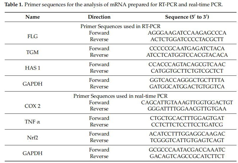Primer sequences for the analysis of mRNA prepared for RT-PCR and real-time PCR Primer sequences for the analysis of mRNA prepared for RT-PCR and real-time PCR